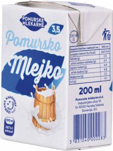 mleko pomursko, 3,5 % m.m., 0,2 l