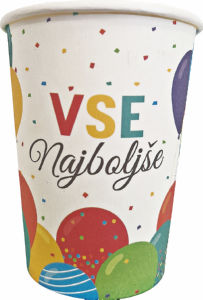 Kozarec papirnat Vse najboljše, 0,2 l, 8/1
