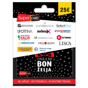 Darilna kartica za 50 trg.partnerjev 25€