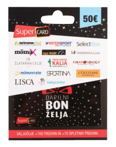 Darilna kartica za 50 trg.partnerjev 50€