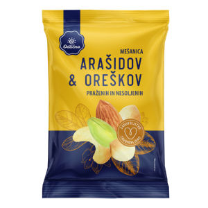 mešanica praženih arašidov in oreščkov, neslani, odlično, 150 g