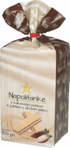 Napolitanke Tuš, Duo, s kakavovo kremo in mlekom, 800 g