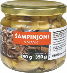 Šampinjoni Tuš, v slanici, rezani, 350 g