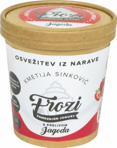 Jogurt zamrznjen Frozi, s prelivom jagode, 470 ml