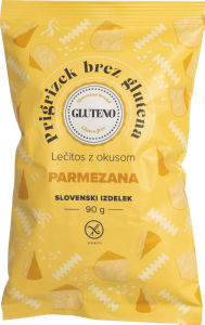 Prigrizek brez glutena Gluteno, Lečitos z okusom parmezan, 90 g