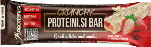 Ploščica Proteini.si, Crunchy, vanilija z jagodo, 50 g