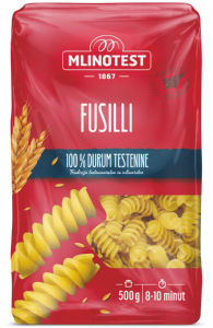 Testenine Mlinotest, durum Vretena, Fusilli, št. 77, 500 g