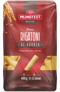 testenine rigatoni al bronzo, mlinotest, 400g