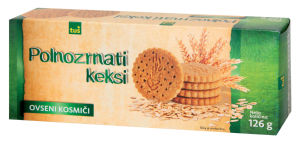 Keksi Tuš, polnozrnati, ovseni kosmiči, 126g