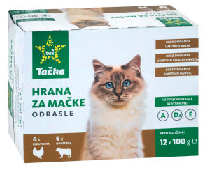 Hrana za Mačke Tačka Govedina in Piščanec 12 x 100 g