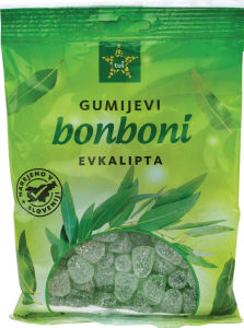 Bonboni Tuš gumi, evkalipta, 150g