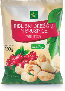 Mešanica Tuš, indijski oreščki in brusnice, 150 g