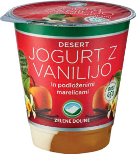 Jogurt z Vanilijo in Podloženimi Marelicami Zelene Doline 150 g