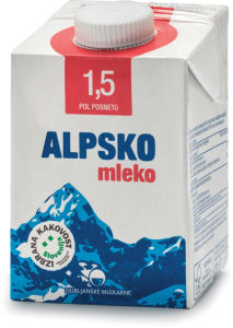 trajno pol posneto alpsko mleko, 1,5 % m.m., ljubljanske mlekarne, 0,5 l