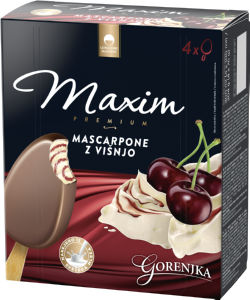 sladoled na palčki mascarpone z višnjo maxim premium
