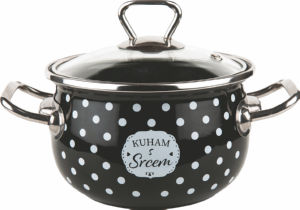 Kozica Kuham s srcem, črna, fi 22 cm, 4,7 l
