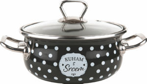 Kozica Kuham s srcem, črna, fi 16 cm, 1,3 l