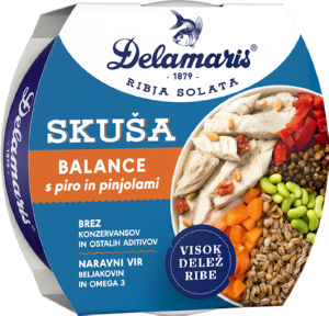 ribja solata skuša balance s piro in pinjolami, delamaris, 170g