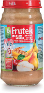 sadna kašica z jabolki, bananami, hruško in žiti, po 6. mesecu, frutek, 190 g