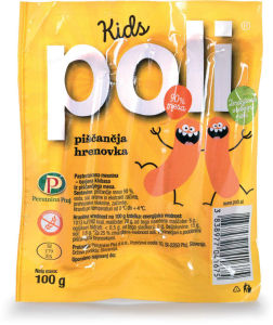 Piščančje hrenovke Poli Kids, vakuumsko pakirano, Perutnina Ptuj, 100 g