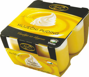 mlečni puding z okusom vanilije s smetano