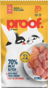 Hrana za mačke Proof, suha, piščanec in losos, 340 g