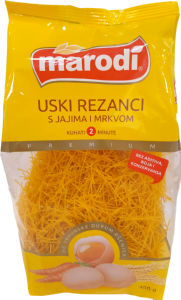 Rezanci ozki Marodi, z jajci in korenčkom, 400 g