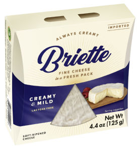 mehki sir s plemenito belo plesnijo, brez laktoze, briette, pakirano, 125 g