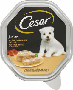 hrana za pse junior, puran in teletina, cesar, 150 g