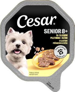 Omaka Cesar Senior, za pse, s piščancem in rižem, 150 g