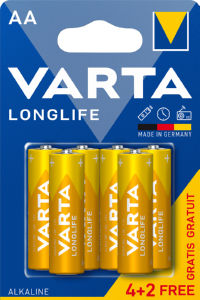 Baterijski vložki Varta longlife, AA, 4+2 gratis