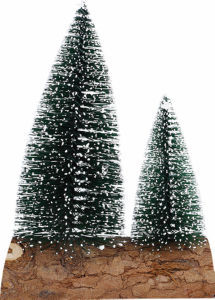 Set božičnih dreves, na podstavku, les, 11 x 3 x 16 cm, 2/1