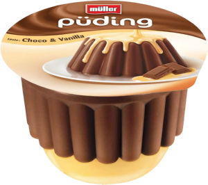 puding, čokolada in vanilija, muller, 450 g