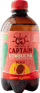 Pijača Bio Gutsy Captain Kombucha, breskev, 400 ml