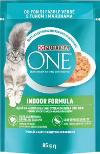 Hrana za mačke One, Indoor, tuna in stročji fižol, 85 g