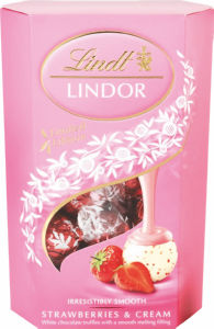 bonboniera čokoladne kroglice jagode in smetana lindor