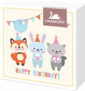 Serviete Harmony, Happy Birthday, 3sl., 33 x 33 cm, 20/1