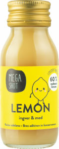 Napitek Mega shot, Lemon, ingver in med, 60 ml