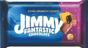Čokolada mlečna Jimmy Fantastic, s koščki keksa, 90 g
