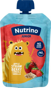 Kaša Nutrino Junior, jabolko, jagode z dodanimi žiti, vanilija, 100 g