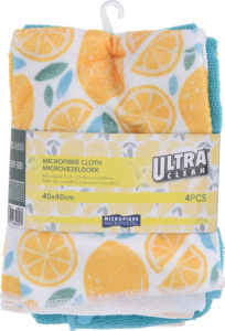 Set krp za čiščenje mikrofibra, s potiskom limon, 40 x 40 cm, 4/1