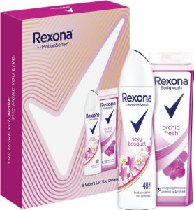 Darilni set Rexona FW Eco1, Sexy Bouqet, deo sprej 150 ml, tuš gel 250 ml