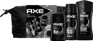 Darilni set Axe, Black, v toaletni torbici, deodorant, gel za prhanje