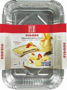 Posoda s pokrovom Fixbox, večnamenska, široka, 1 l, 2 porciji, 3/1
