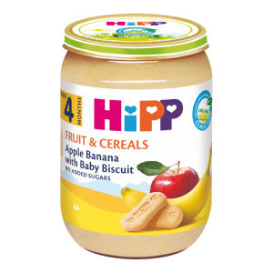 bio kašica jabolka in banane z baby keksom, hipp, 190g